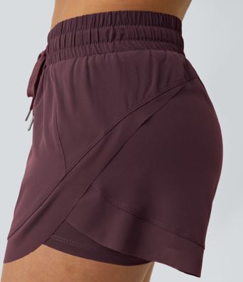 Shorts Running 7,5cm 2 en1 Taille Mi-Haute Cordon de Serrage Empiècement Mesh Contrastant 