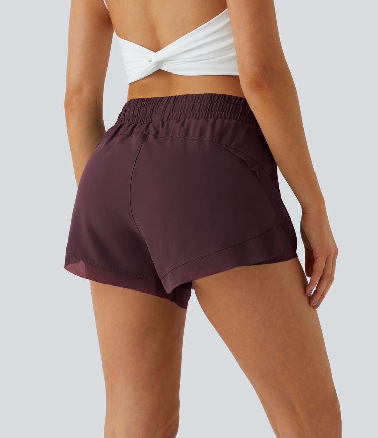 Shorts Running 7,5cm 2 en1 Taille Mi-Haute Cordon de Serrage Empiècement Mesh Contrastant 