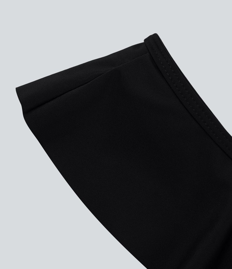 Deep V-neck frill backless one piece swimsuit