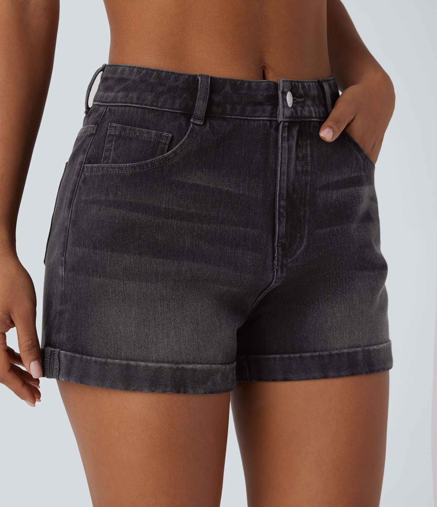 Halara Flex™ Mid Rise Zipper Pockets Denim Women Mini Casual Shorts 3''