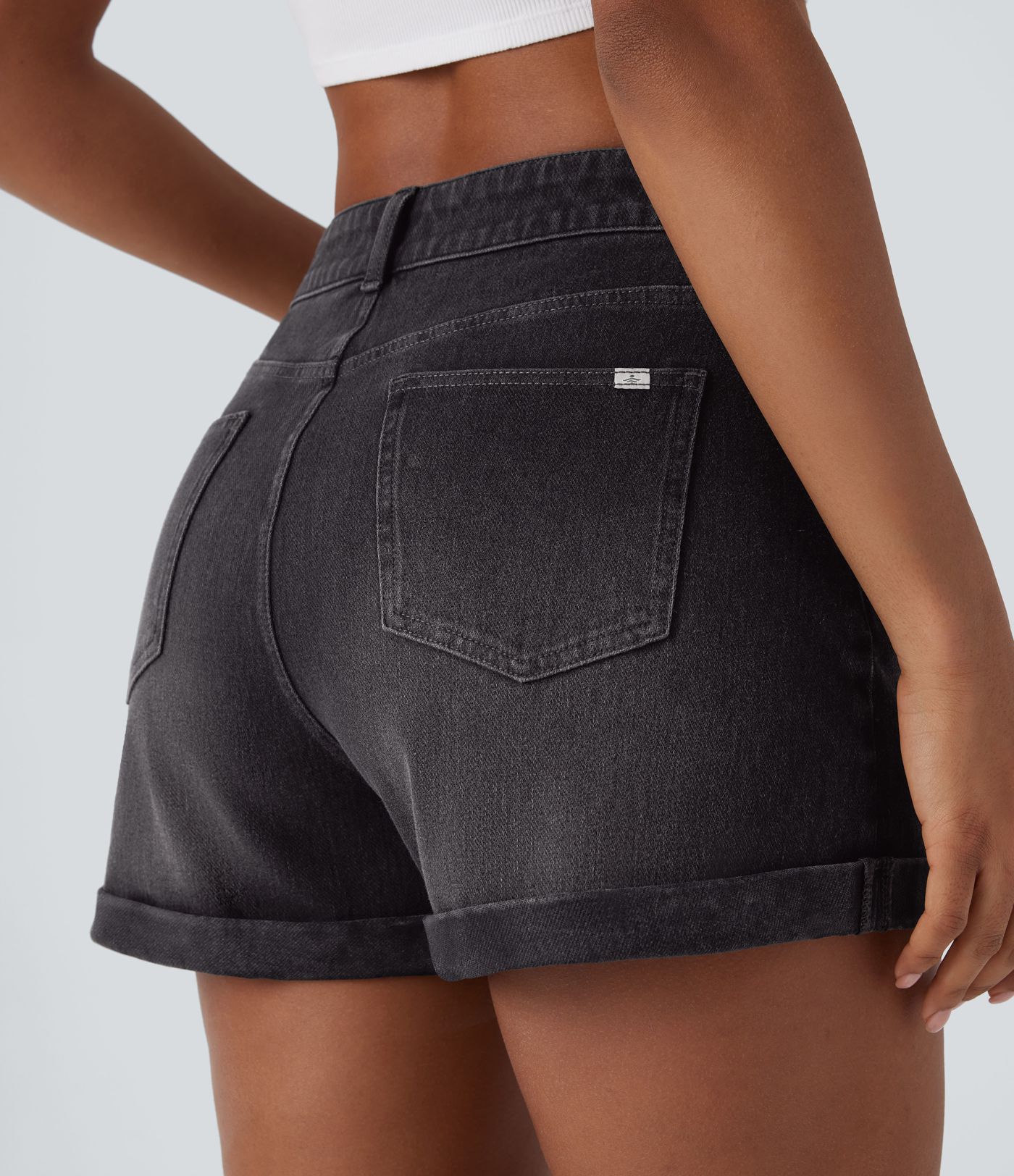 Halara Flex™ Mid Rise Zipper Pockets Denim Women Mini Casual Shorts 3''