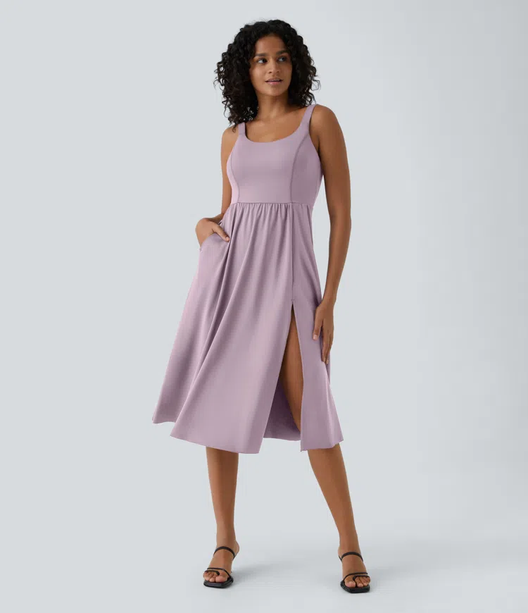 Padded Midi Casual Dress