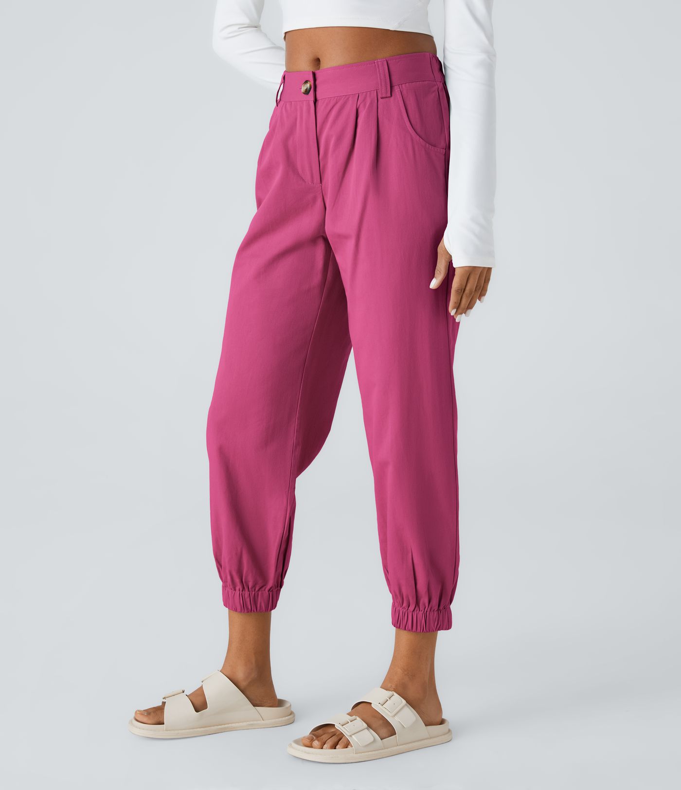 Mid Rise Casual Joggers with Pockets