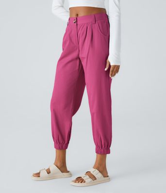 Mid Rise Casual Joggers with Pockets