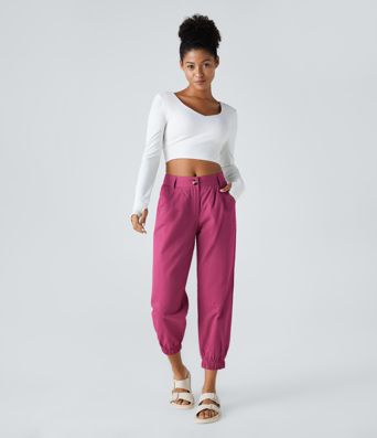 Mid Rise Casual Joggers with Pockets
