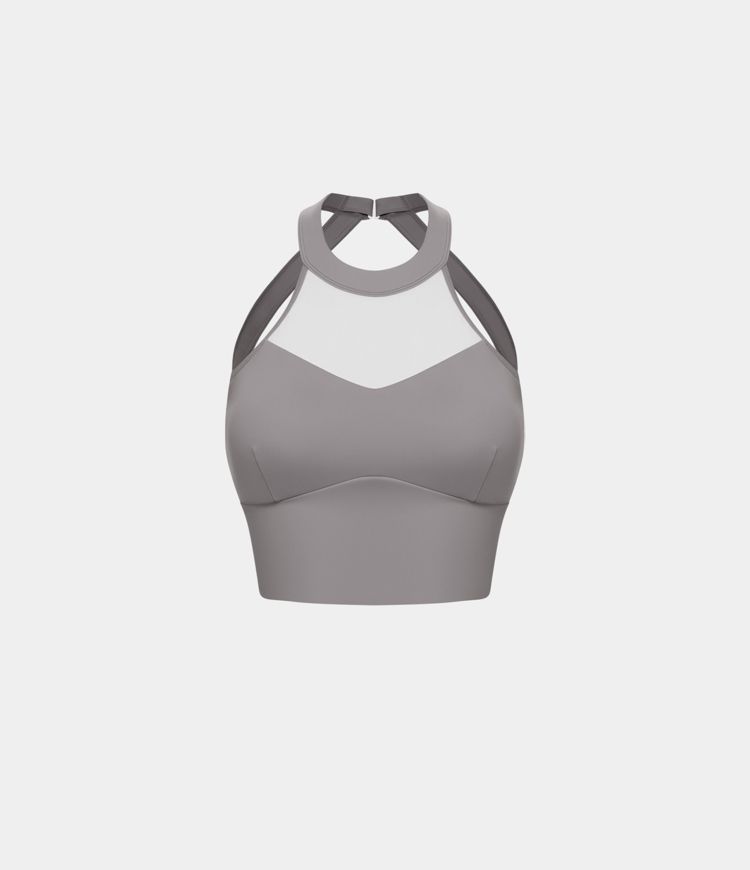 In My Feels Softlyzero™ Airy Rückenfreier, verdrehter Cool-Touch-Sport-BH mit Kontrastnetz, Neckholder und geringer Unterstützung