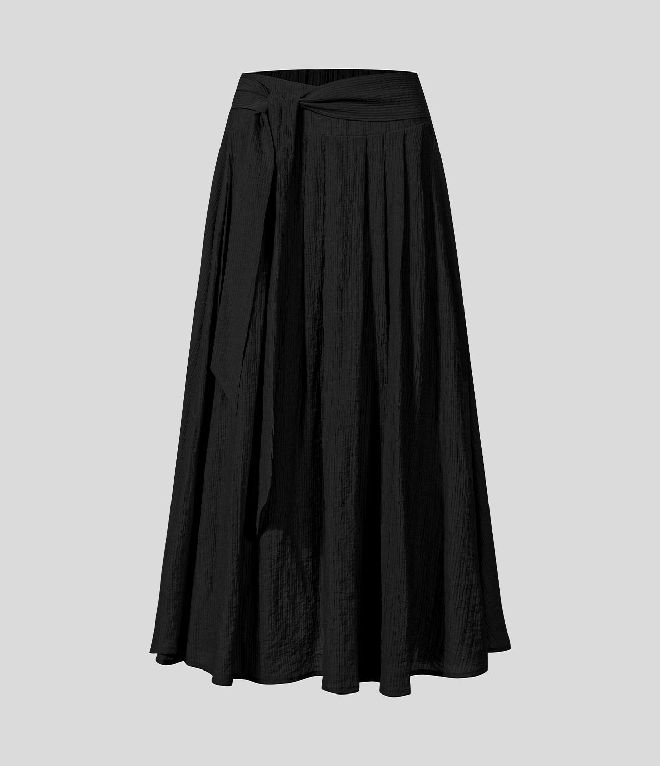 Hoch taillierter, lässiger Flowy Midirock mit Seitentaschen, Schlitz und Knoten vorne