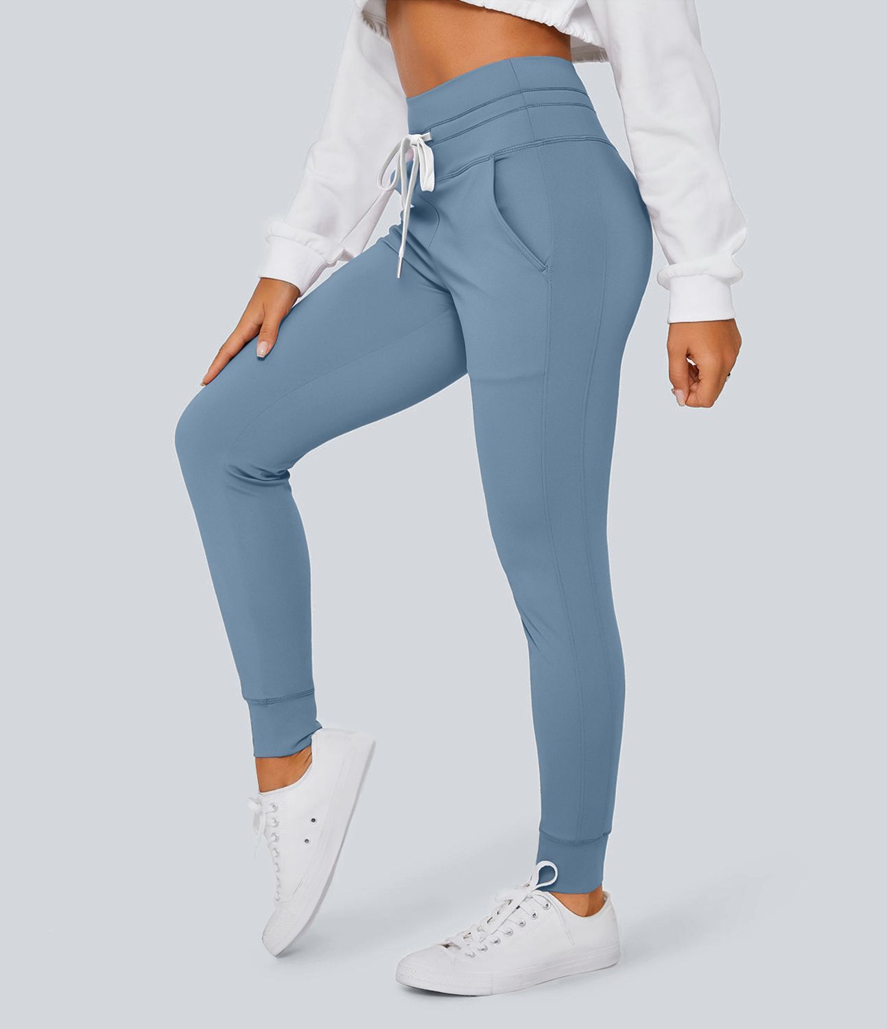 Softlyzero™ Plush Jogginghose mit hohem Bund, Kordelzug, Seitentasche, schlichte Jogginghose in voller Länge