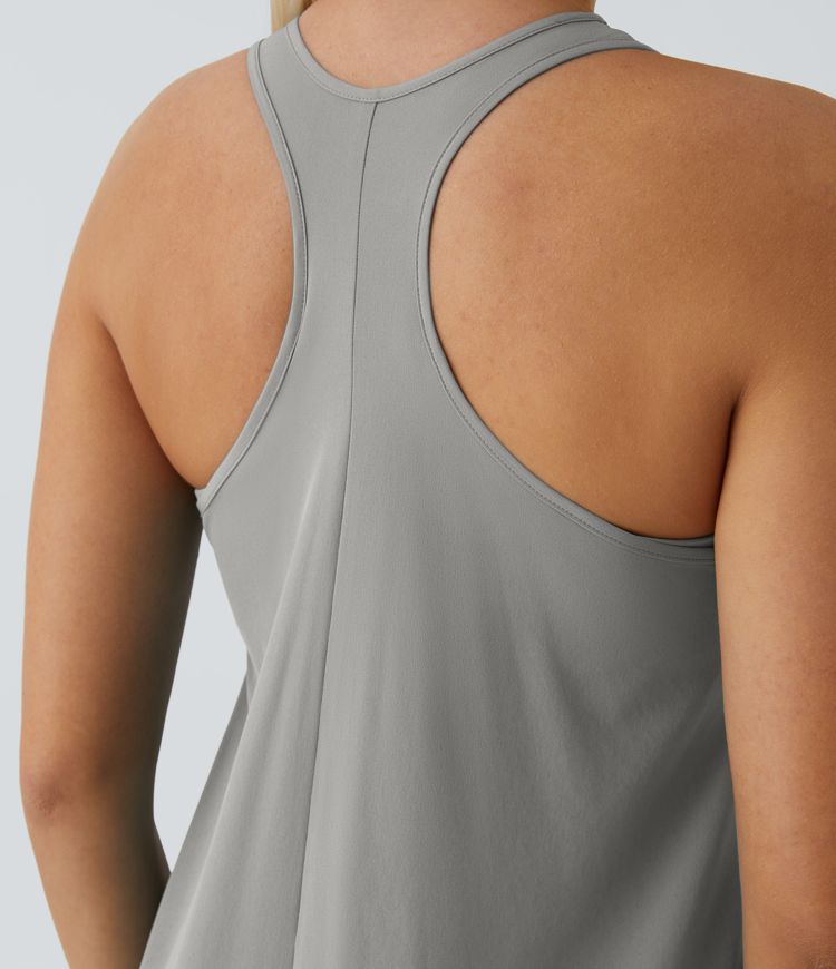 Vestido Casual Midi Breezeful™ de Secado Rápido con Bolsillos Laterales, Espalda Descubierta, Racerback y Diseño Fluido Alto-Bajo