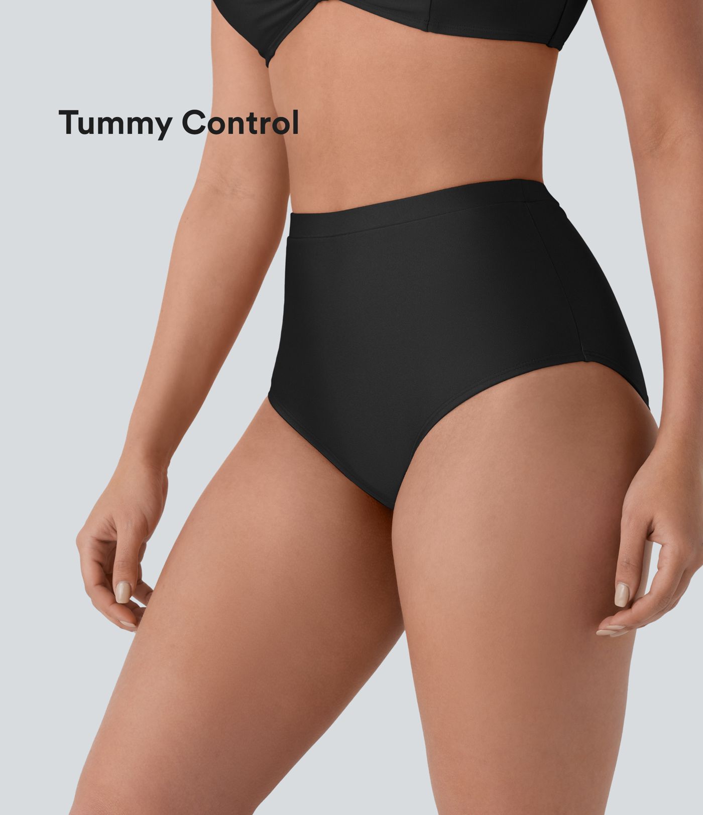 High Waisted Tummy Control Sheen Bikini Bottom Swimsuit