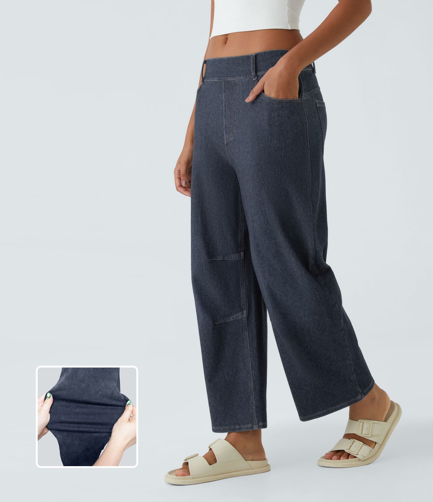 Jeans Halara Flex™ Denim oficina elástico pierna cilíndrica múltiple bolsillo tiro medio