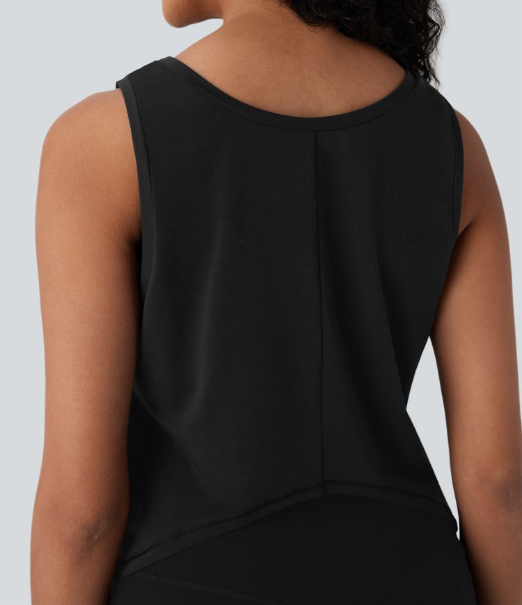 Front and Back Wearable V Shaped Hem Quick Dry Workout Tank Top