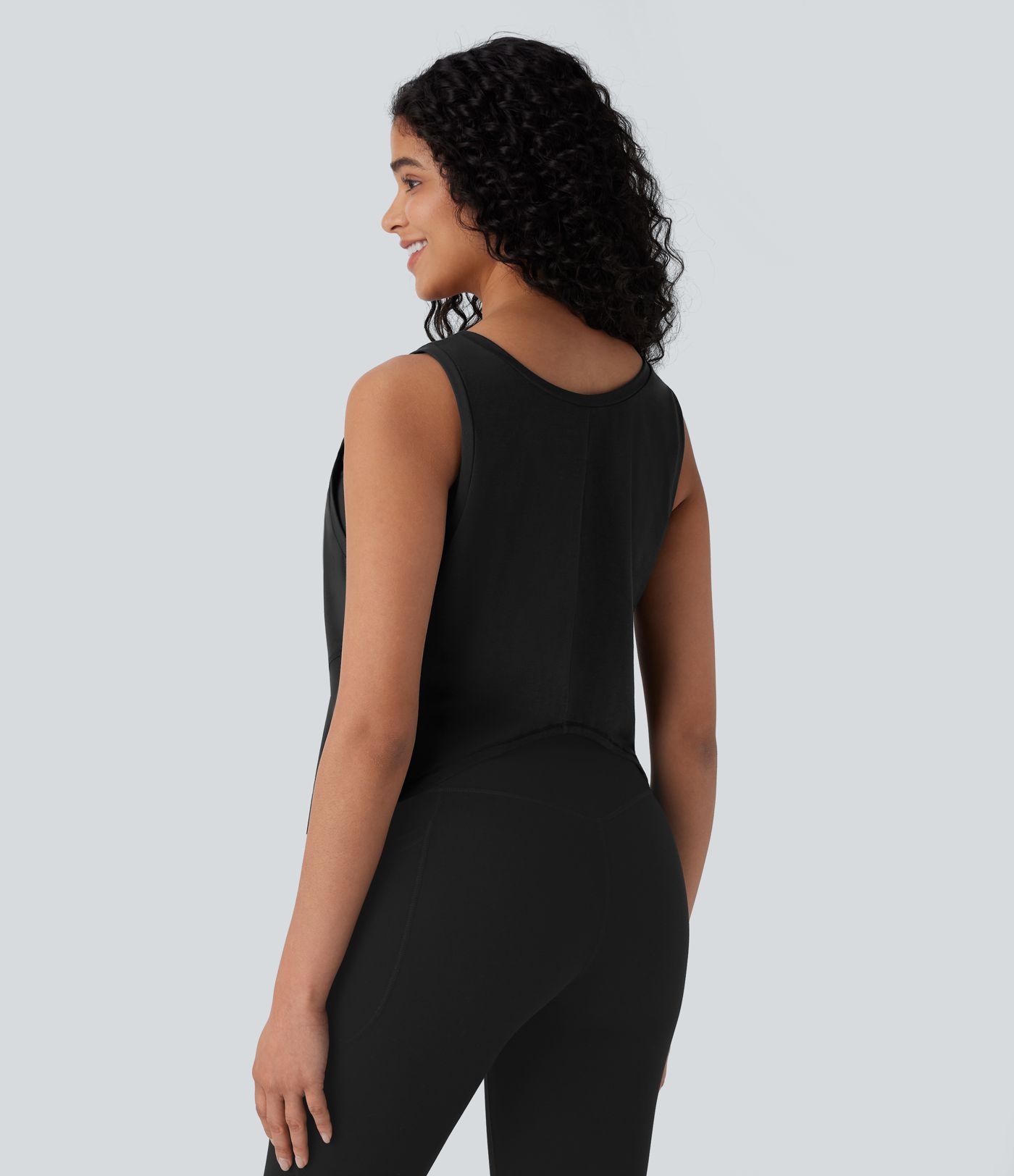 Front and Back Wearable V Shaped Hem Quick Dry Workout Tank Top