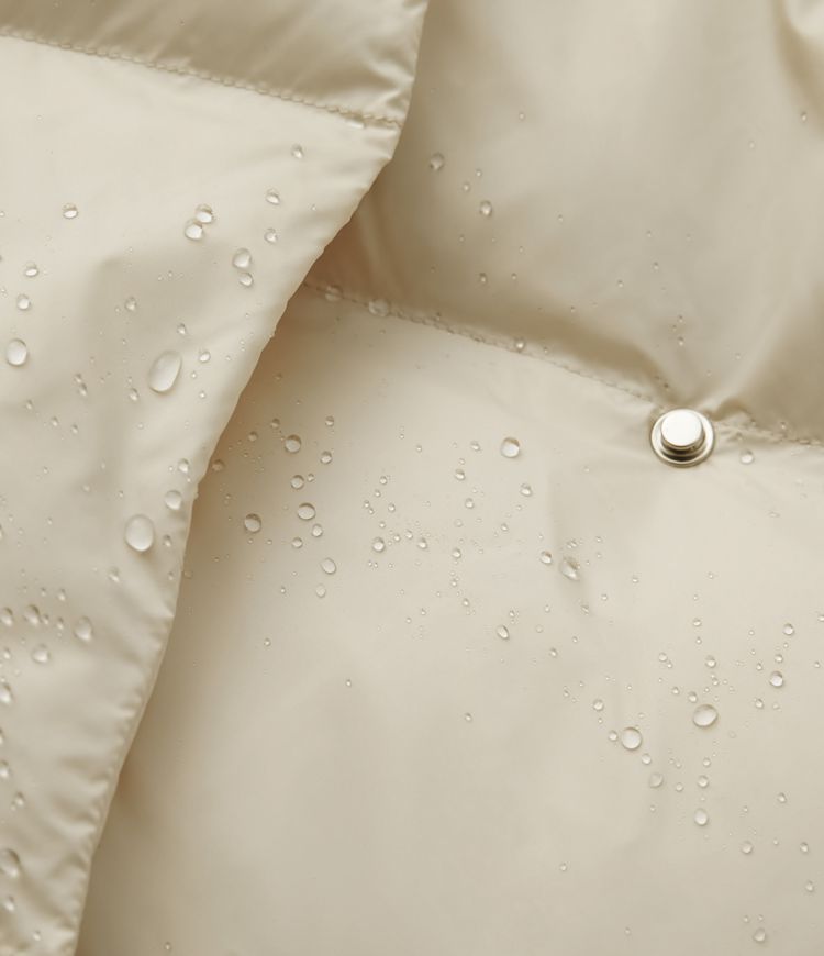 Water Repellent Hooded Side Zipper Pocket Snap Button Relaxed Casual Puffer Down Jacket