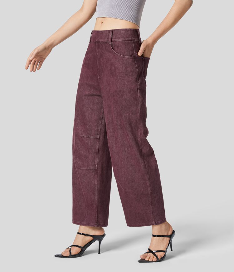 Halara Flex™ Mid Rise Multiple Pockets Colorful Stretchy Knit Casual Tapered Jeans