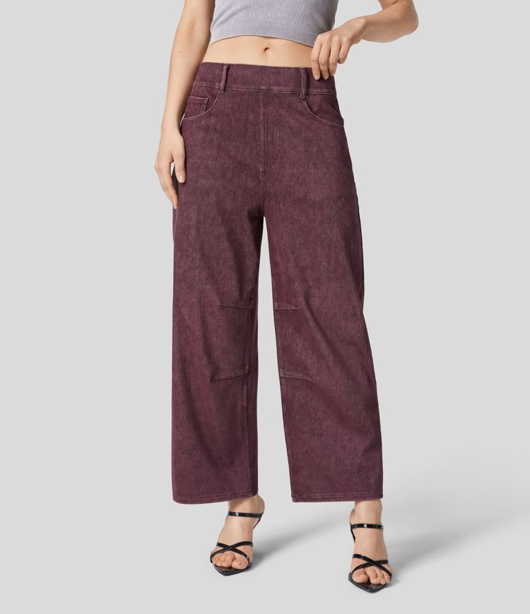 Halara Flex™ Mid Rise Multiple Pockets Colorful Stretchy Knit Casual Tapered Jeans