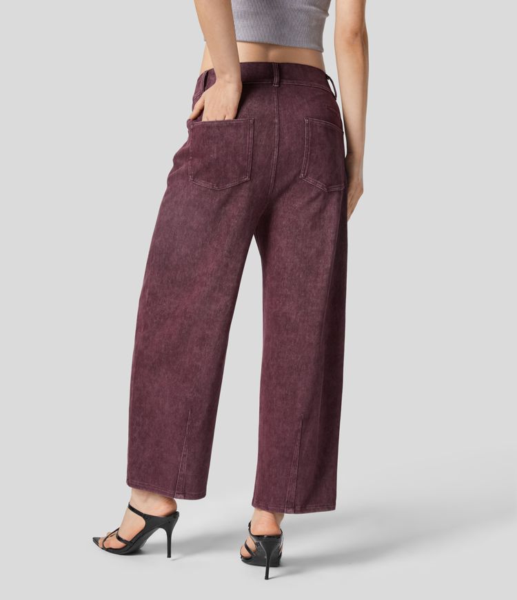 Halara Flex™ Mid Rise Multiple Pockets Colorful Stretchy Knit Casual Tapered Jeans