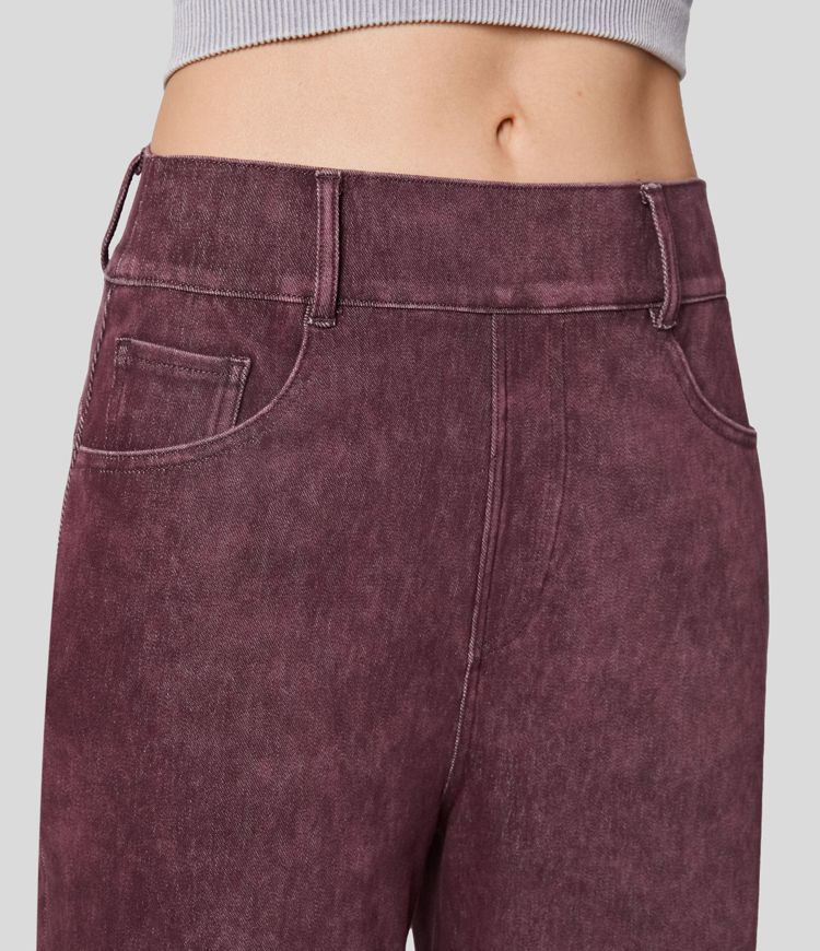 Halara Flex™ Mid Rise Multiple Pockets Colorful Stretchy Knit Casual Tapered Jeans