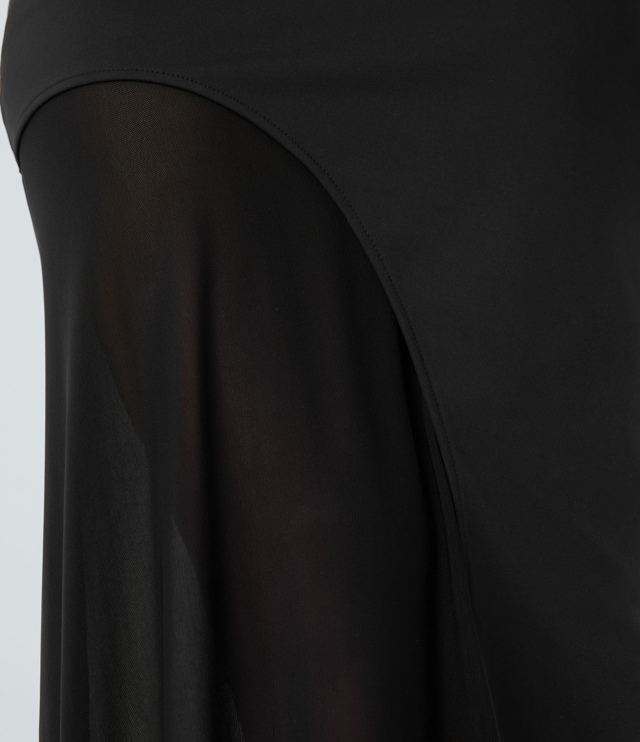 하이웨이스트 투인원 콘트라스트 메쉬 미디 캐주얼 스커트