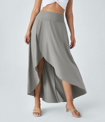 Breezeful™ High Waisted High Low Ruffle 2-in-1 Flowy Quick Dry Casual Regular Maxi Skirt