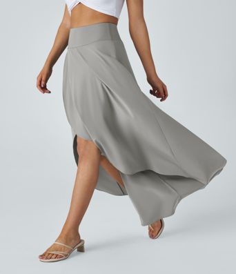 Breezeful™ High Waisted High Low Ruffle 2-in-1 Flowy Quick Dry Casual Regular Maxi Skirt