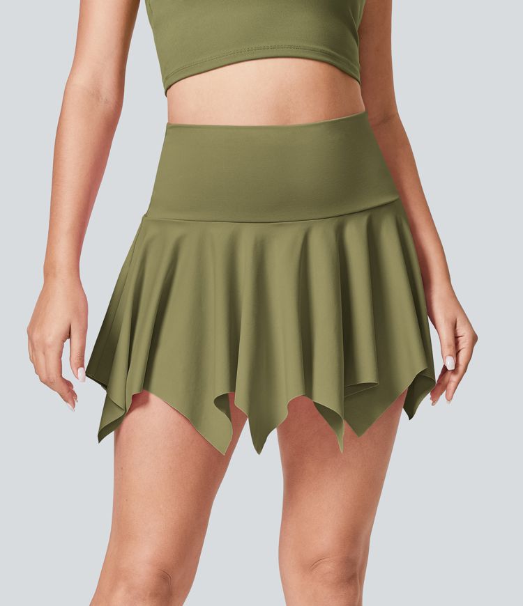 Micro Mini Jupe De Danse Taille Haute 2 En 1 Avec Poche Latérale Et Ourlet Mouchoir