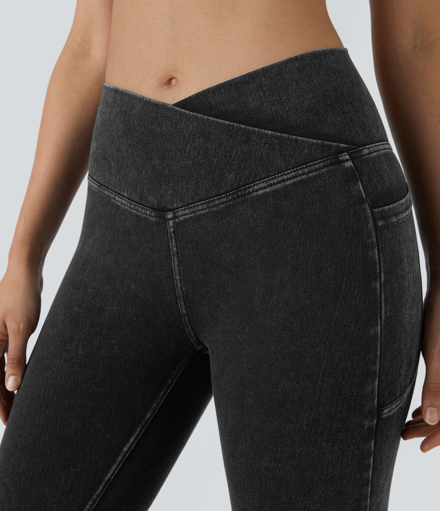 Leggings Halara Flex™ Denim oficina mezclilla elástico lavado bolsillo lateral cruzado