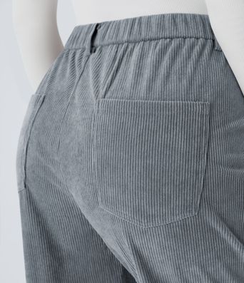 Mid Rise Button Zipper Multiple Pockets Corduroy Casual Joggers