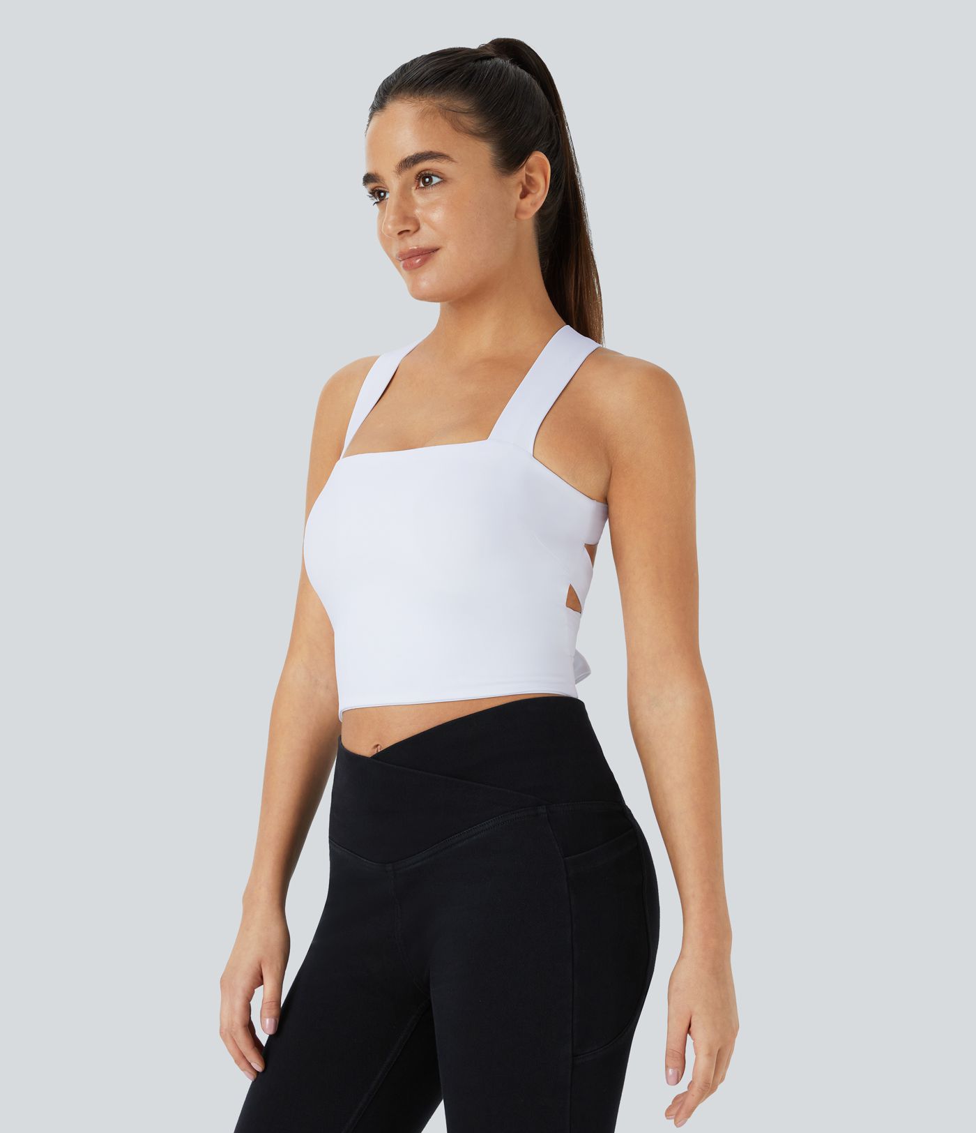 Softlyzero™ Airy Rückenfreies, gepolstertes, überkreuztes Trainings-Tanktop zum Schnüren