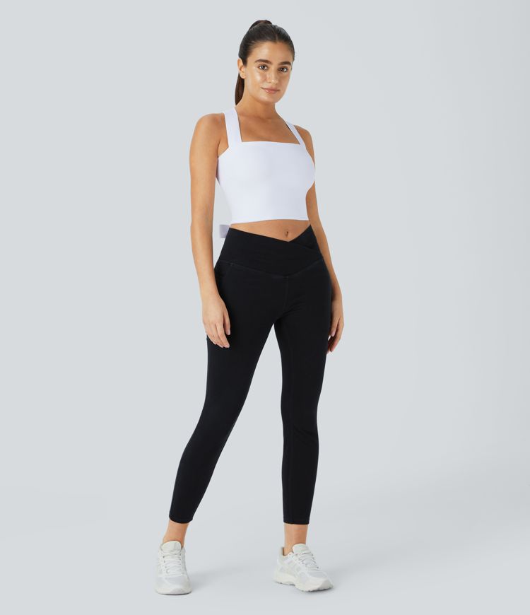 Softlyzero™ Airy Rückenfreies, gepolstertes, überkreuztes Trainings-Tanktop zum Schnüren