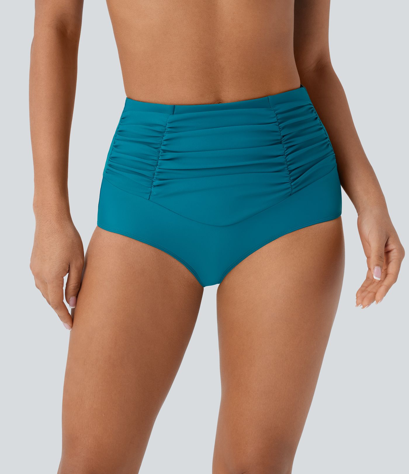 Braga de Bikini Socinched de Cintura Alta con Control de Abdomen y Pliegues