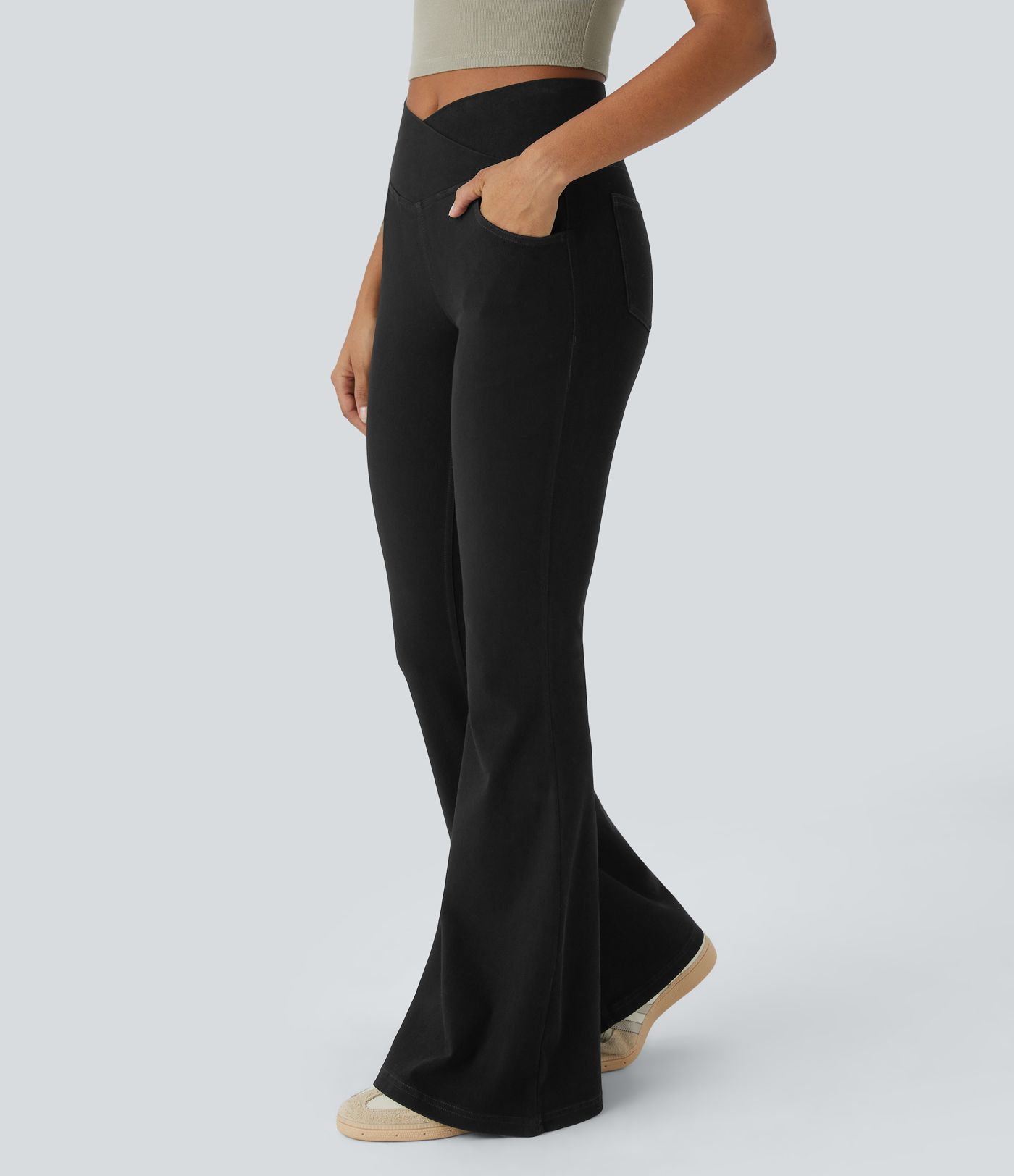 Halara Flex™ High Waisted Crossover Pocket Cool Touch Washed Casual Jeans