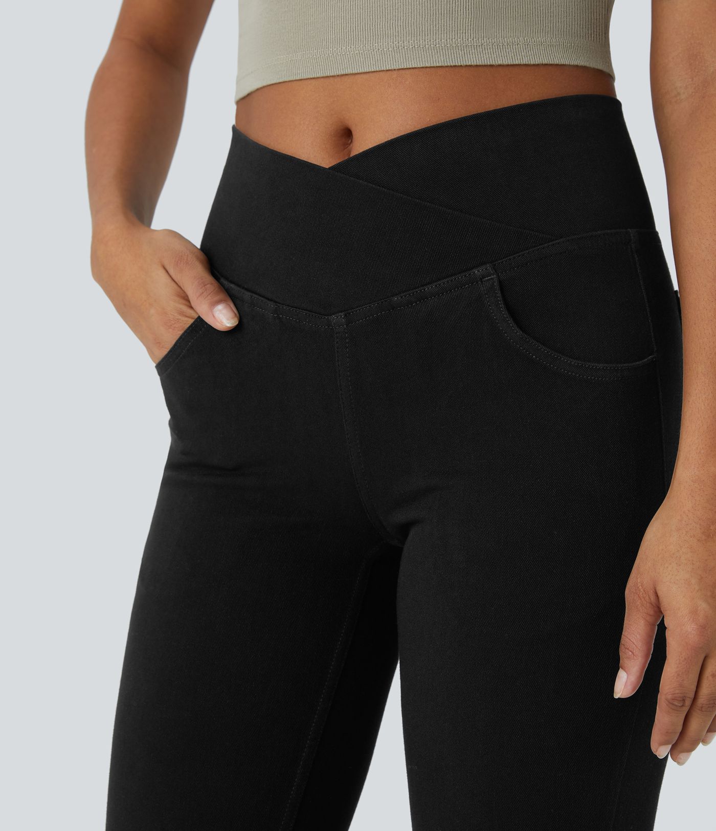 Halara Flex™ High Waisted Crossover Pocket Cool Touch Washed Casual Jeans