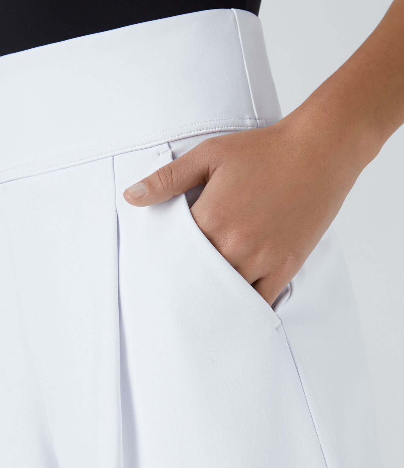 DayStretch High Waisted Pocket Wide Leg Work Shorts