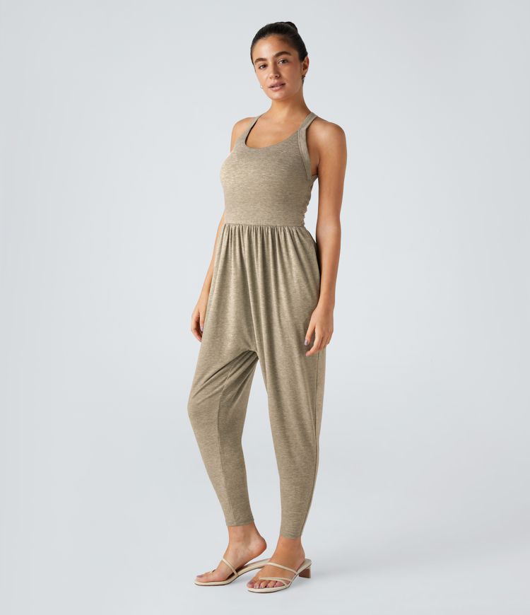 U Neck Pocket Harem Casual Jumpsuit-Easy Peezy Edition