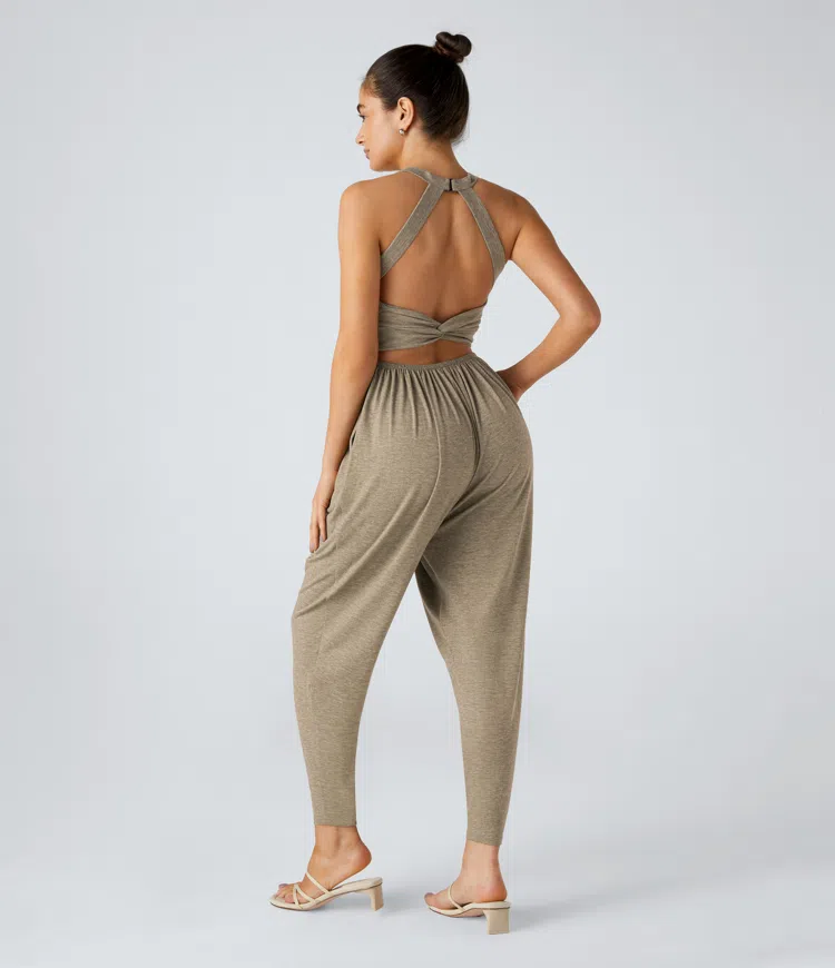 U Neck Pocket Harem Casual Jumpsuit-Easy Peezy Edition