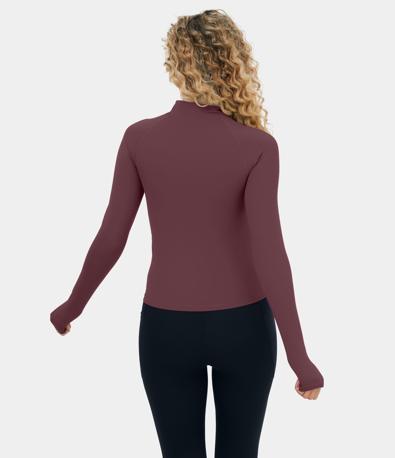 Softlyzero™ Plush Top deportivo yoga media cremallera agujeros para pulgares