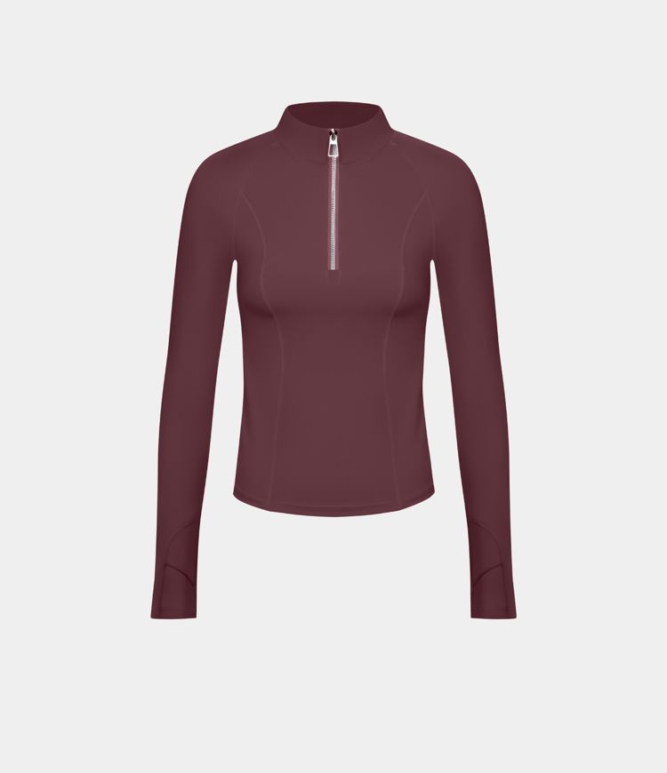 Softlyzero™ Plush Top deportivo yoga media cremallera agujeros para pulgares