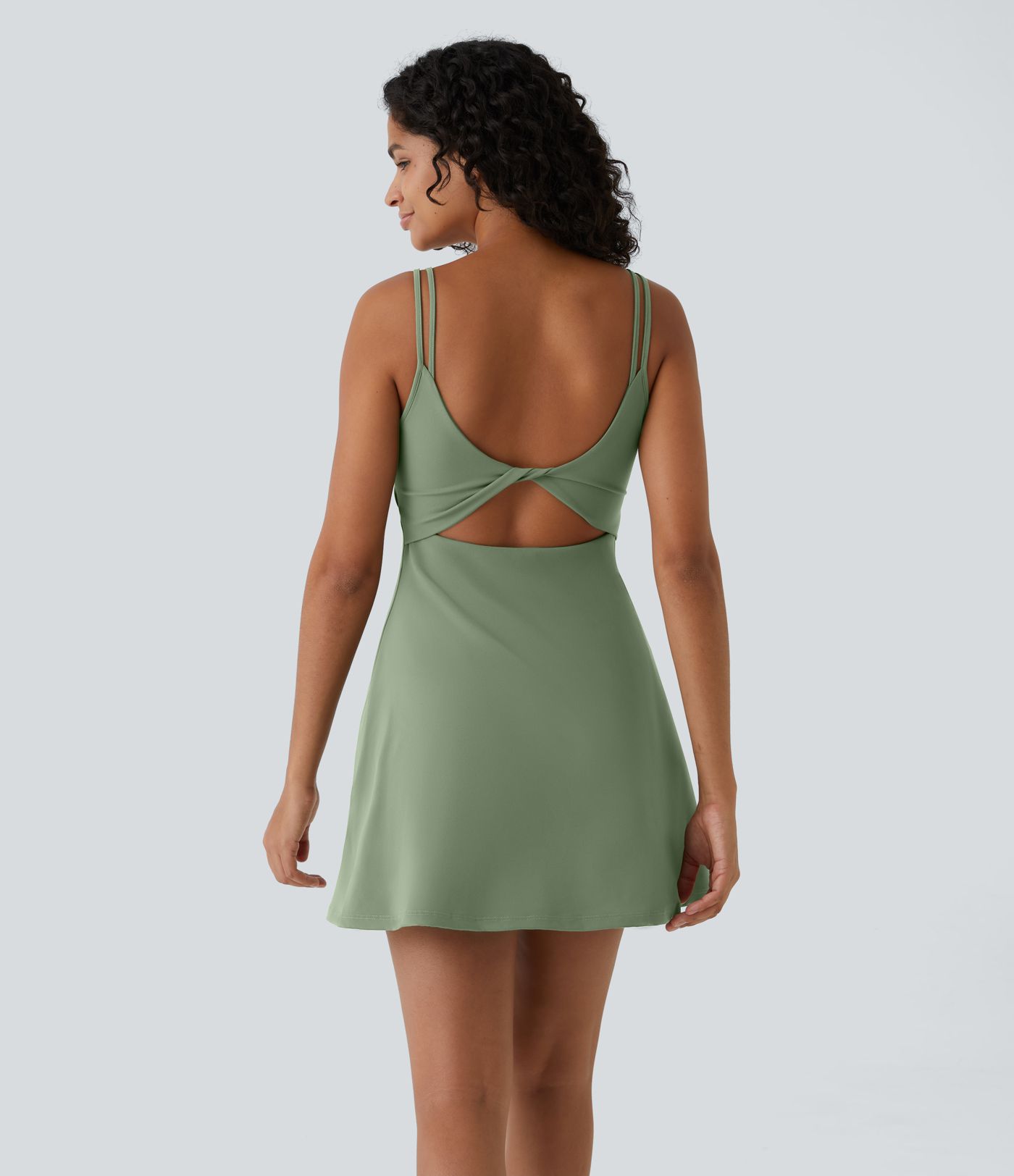 SoftlyZero™ Plush Double Straps 2-Piece Pocket Slip Dance Active Dress A-C Cups