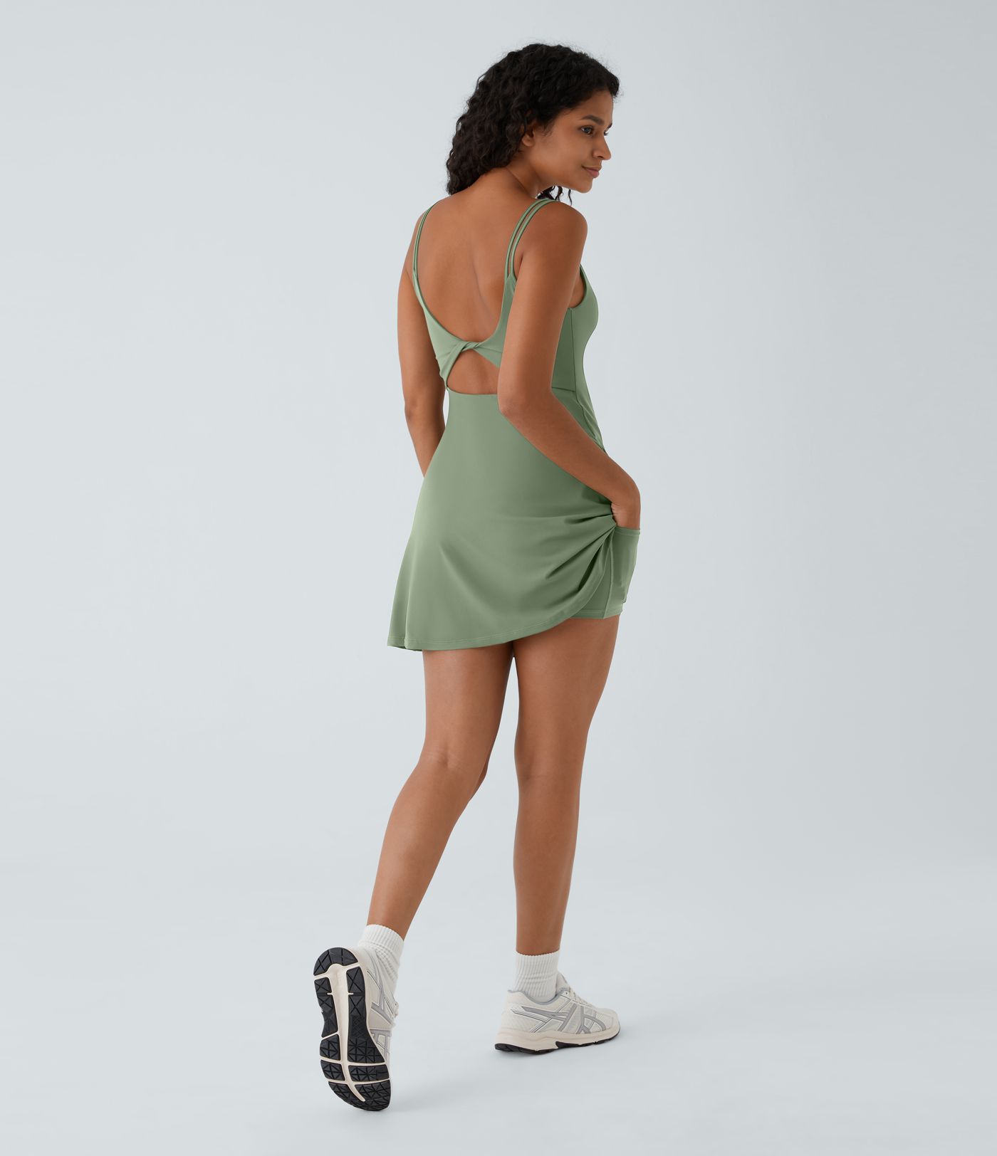 SoftlyZero™ Plush Double Straps 2-Piece Pocket Slip Dance Active Dress A-C Cups