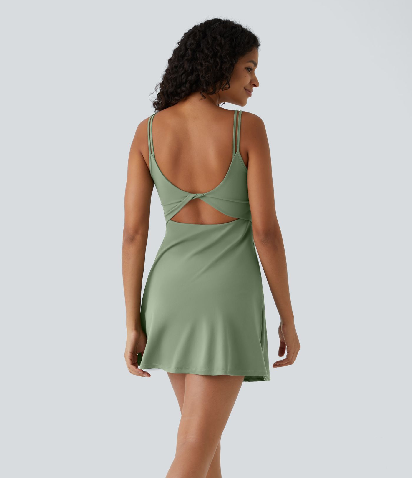 SoftlyZero™ Plush Double Straps 2-Piece Pocket Slip Dance Active Dress A-C Cups