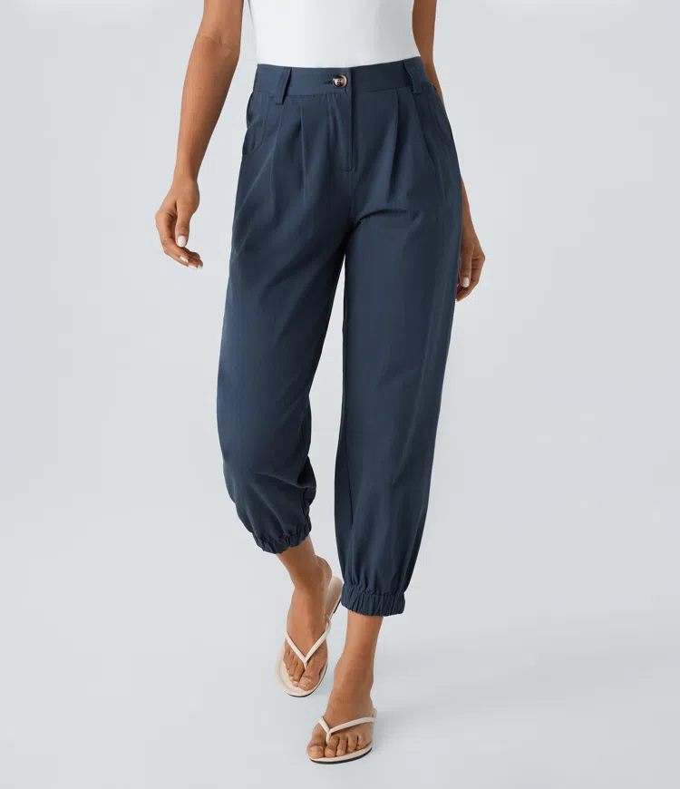 Mid Rise Zipper Pocket Casual Cotton Joggers