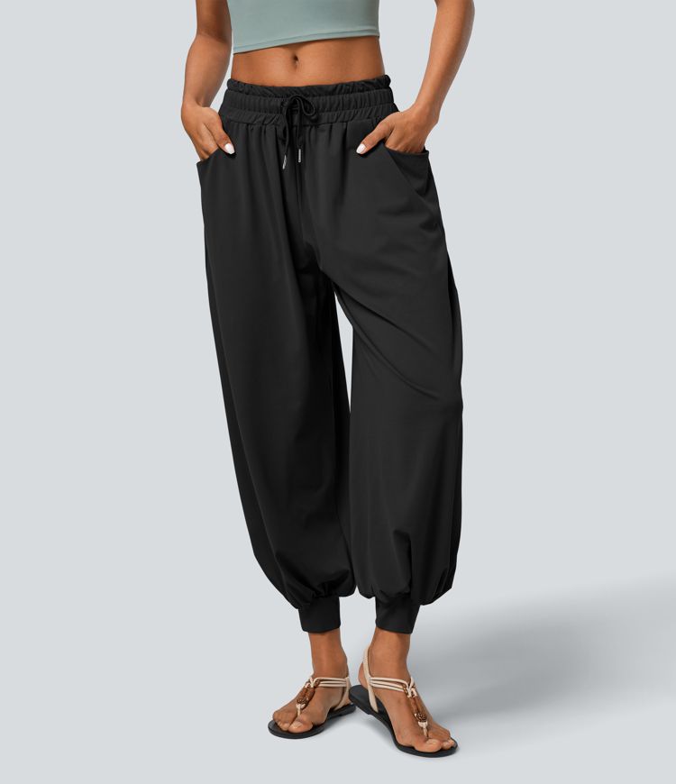 Low Rise Drawstring Side Pocket Boho Casual Joggers
