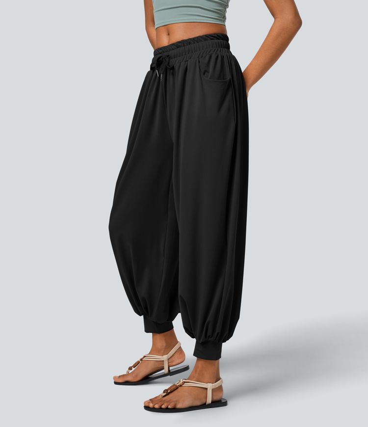 Low Rise Drawstring Side Pocket Boho Casual Joggers