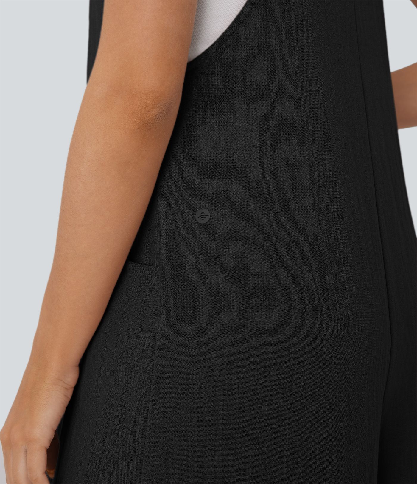 Lässige, fließende Latzhose im Leinen-Look mit Seitentaschen und verstellbaren Trägern