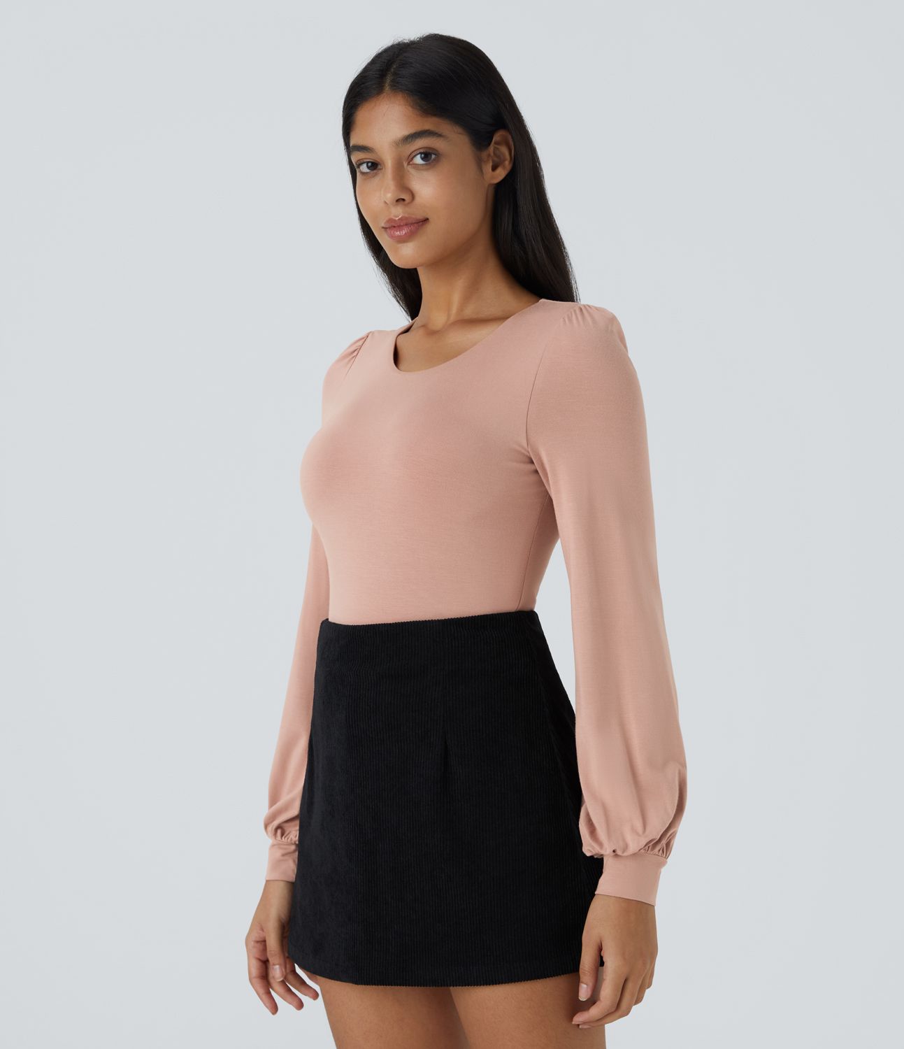 Round neck long sleeve button casual bodysuit