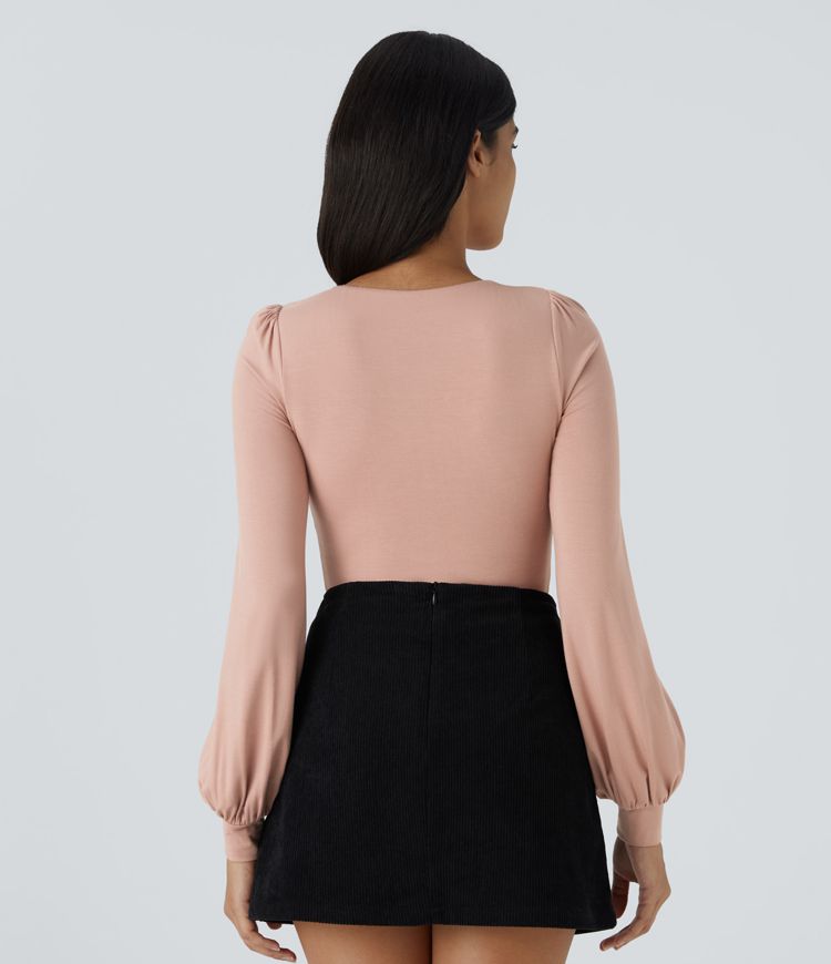 Round neck long sleeve button casual bodysuit