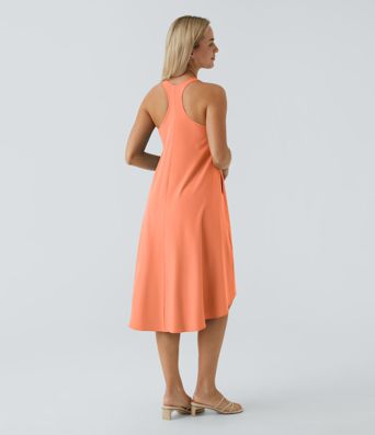 Breezeful™ RacerPocket High Low Flowy Midi Quick Dry Casual Dress Breezeful™ RacerPocket High Low Flowy Midi Quick Dry Casual Dress