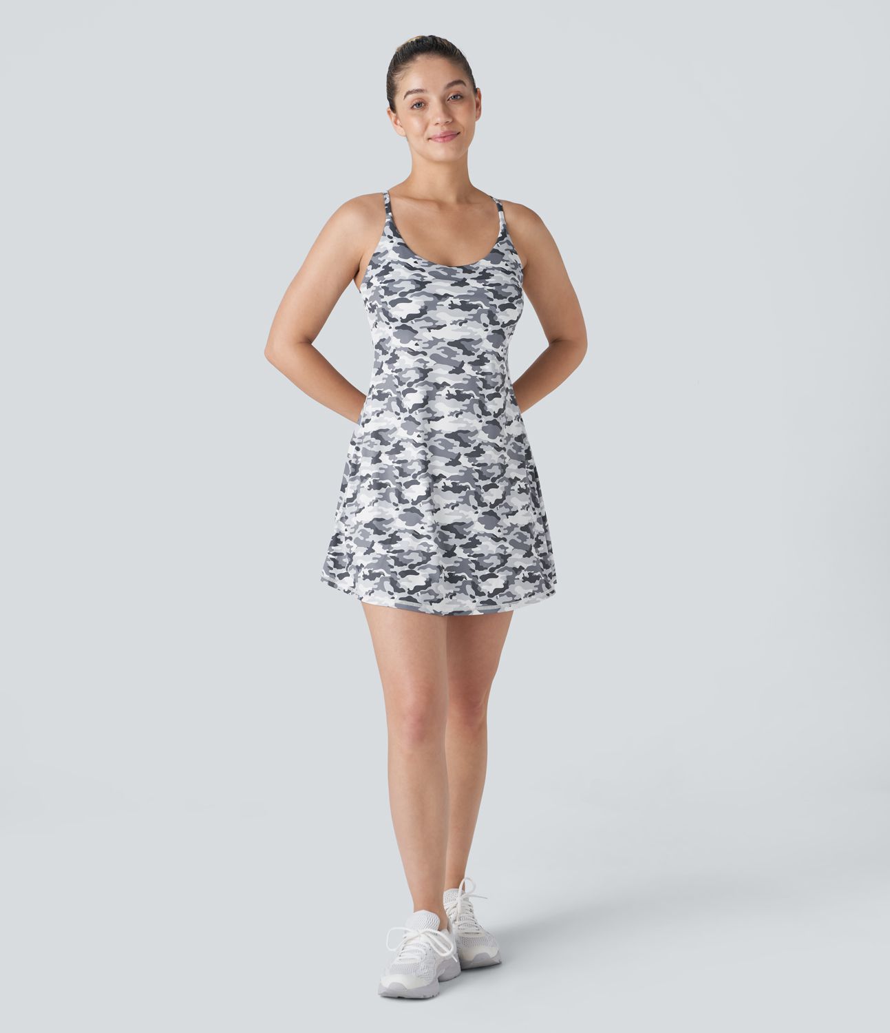 Backless Pickleball Activity Dress with Camouflage Print - Easy Peezy Edition