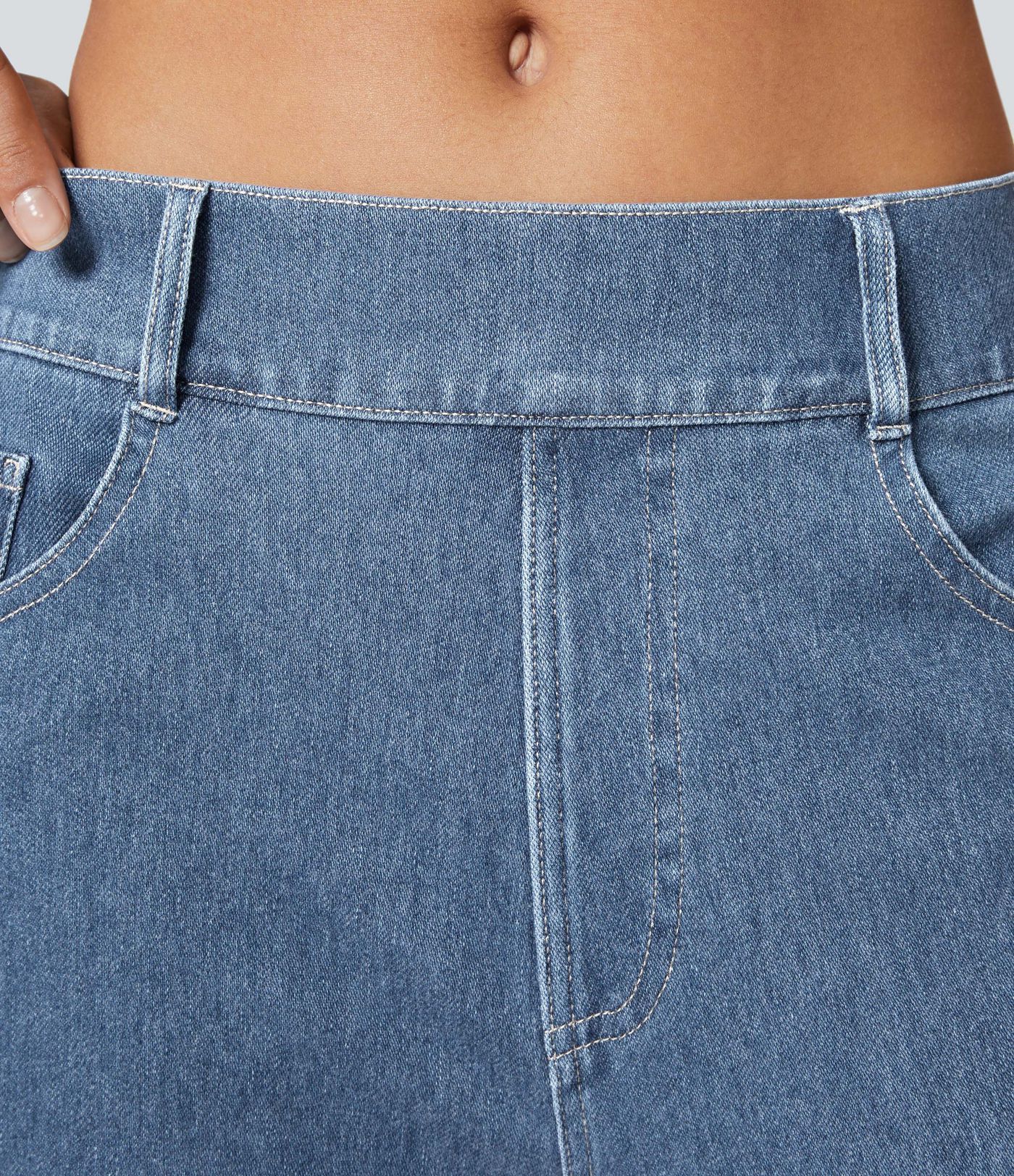 Halara Flex™ Mid Rise Pockets Barrel Leg Work Jeans